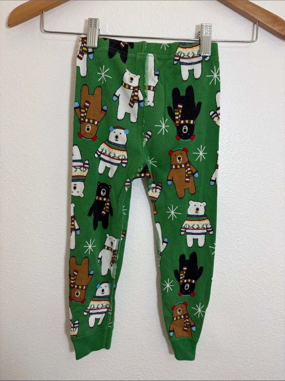 Hanna Andersson Green Bear Holiday Organic Cotton 2 Piece Pajamas